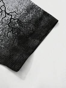 ROMWE MEN Street Life 男士街头美式设计渐变效果印花T恤，蝙蝠袖短袖，万圣节 - 黑色 - 查看 5