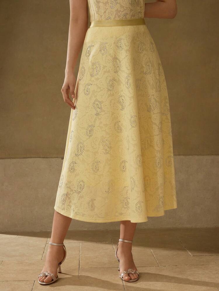 RHINESTONE DETAIL JACQUARD SKIRT