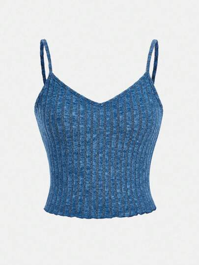 SHEIN Girlism Teen Girl Solid Color Knit Slim Fit Cami Top Girls Blue Top Blue Tube Top Blue Tops Blue Crop Top Blue Tank Top Ribbed Top Girls Blue Tank Top Blue Ribbed Top