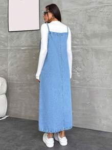 EURMUSE ROBE EN JEAN LONGUE POUR FEMMES AVEC DÉTAILS DE POCHE