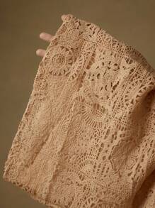 MOTF PREMIUM GUIPURE LACE WIDE LEG SUIT PANTS - Coffee Brown - View 8