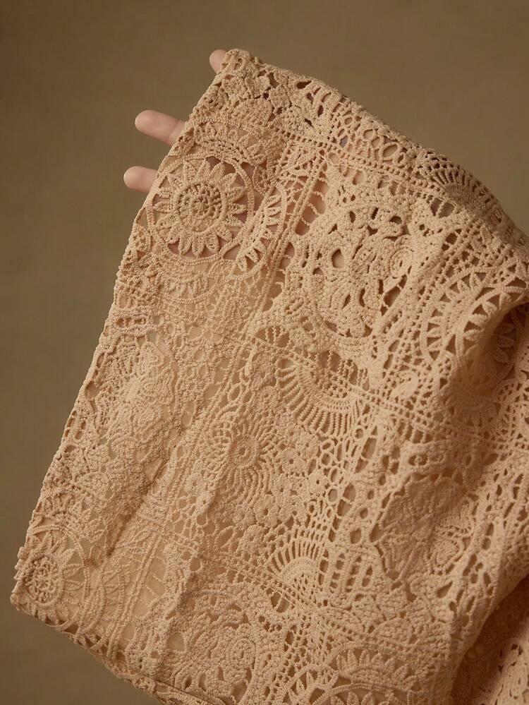 GUIPURE LACE WIDE LEG SUIT PANTS