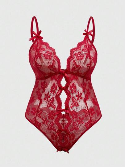 Goth Body sexy con encaje y lazo para tallas grandes estilo gótico