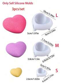 1 cái/3 cái Khuôn nến silicon hình trái tim lưới 3D, Khuôn nến thơm tình yêu thủ công DIY, Quà tặng lãng mạn ngày lễ tình nhân, Trang trí nhà cửa - Trái tim - Xem 9