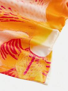 Girlism 2 件套少女黄色热带印花度假风格修身抹胸和长裙套装 - 黃色 - 查看 3