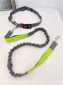 宠物狗跑步牵引绳解放双手，夜间反光钢丝牵引带，户外跑步遛狗绳，宠物用品 - 淺灰色 - 查看 4