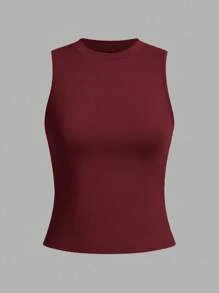 SHEIN LUNE 3件装休闲纯色百搭女式圆领修身背心，黑白配色，适合夏季返校季，休闲百搭 - 彩色 - 查看 4