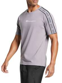 Champion قميص T قصير الأكمام بطبعة حرفية كاجوال متعدد الاستخدامات للرجال - رمادي - مشاهدة 3