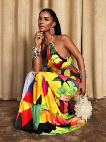 Sirith Women's Full Print Sleeveless Dress, Suitable For Summer Vacation - Multicolor - View 4