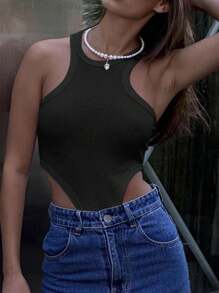 INAWLY 女式无袖紧身衣，修身性感 - 黑色 - 查看 3