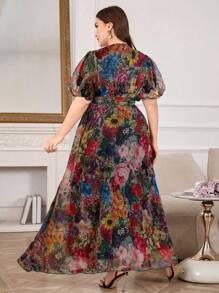 Modelyn Đầm tay ngắn cổ chữ V in loe sang trọng thanh lịch mới - Nhiều màu - Xem 2