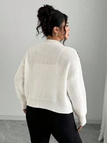 Elenzga Áo len cardigan tay dài cổ chữ V họa tiết hoa Pháp cỡ lớn màu trắng, ngọt ngào và sang trọng, mùa xuân/thu - trắng - Xem 2