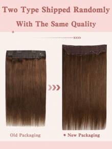 Brown #4 Invisible Wire Hair Extensions With Transparent Wire Adjustable Size 4 Secure Clips Long Straight Secret Hairpiece 12-22inch Invisible Clips Halo Hair Extensions - S4 - View 8
