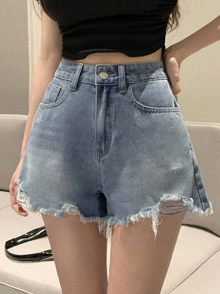 Women'S Frayed Denim Shorts Jorts