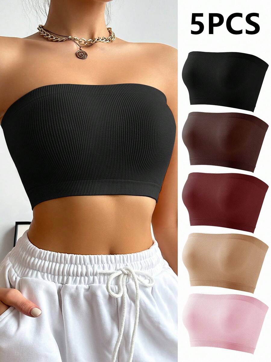 BloomMama 5件装3D无缝吊带背心文胸无衬垫孕妇内衣 - 彩色 - 查看 1