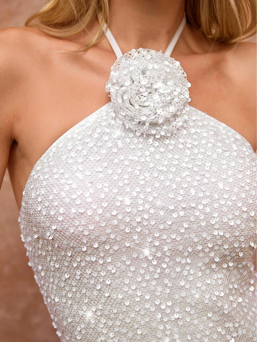 Lavishia 长款全白针织亮片透视海滩度假露背连衣裙 夏季度假 Y2K 服装女装 Y2K 返校服装 乡村服装女装 老钱风格女装 外出机场服装 女装 女装 女士海滩服装 沙滩裙 海滩度假服装 海滩必备品 派对裙 骄傲海星亮片连衣裙 度假服装 机场装 夏季蜜月装 女士连衣裙 波西米亚风