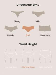 LUVLETTE 2-Pack Airy Cotton Basic Mid Waist Briefs Waist Tummy Control Women Underwear Panties Set Black Panties Nude Panties - Multicolor - View 8