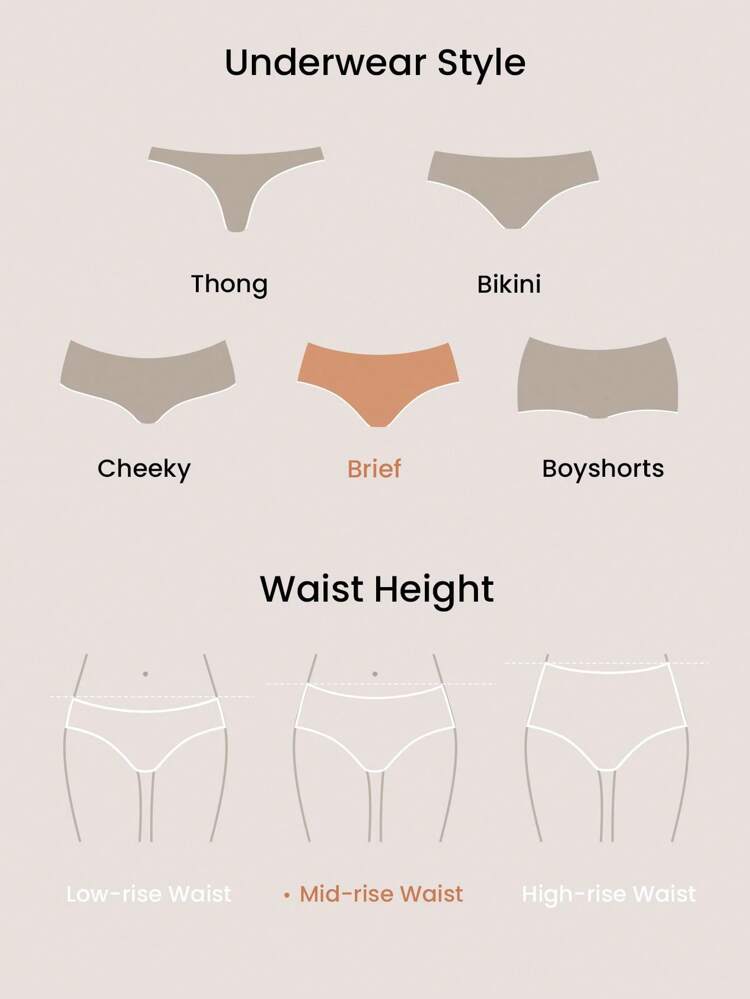 2-Pack Airy Cotton Mid Waist Briefs Waist Women Underwear Panties Set