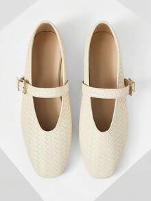 MOTF PU LEATHER MARY JANE FLAT SHOES FOR CHRISTMAS - Apricot - View 1