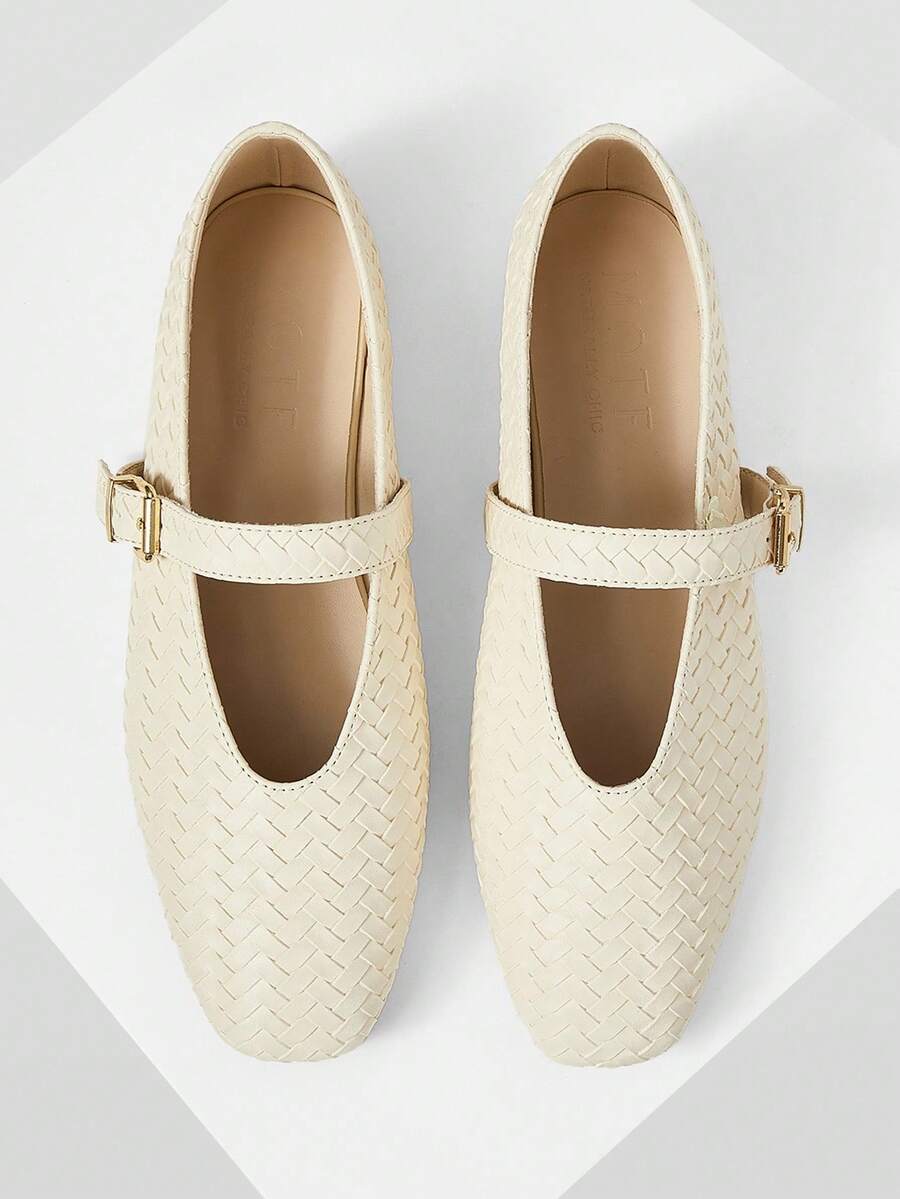MOTF PU LEATHER MARY JANE FLAT SHOES FOR CHRISTMAS - Apricot - View 1