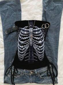 Attitoon 女士多层系结图案印花抹胸