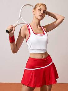 CourtClass Women's Casual Sports Bra With Reversible Trim, Hollow Back Design, And Padded Cups, - White - View 3