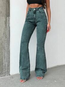 SHEIN Tall QUẦN JEAN ĐEN DÀI XÒE CAO CẤP - Rửa nhẹ - Xem 6