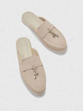 CUCCOO BIZCHIC Ballerines plates avec bout rond enfiler pour femmes, chaussures simples et confortables en PU à enfiler, vêtements d'intérieur décontractés gris