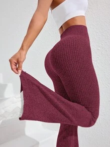 Core Rhythm Quần legging thể thao yoga cạp cao không đường may cho nữ - Màu Đỏ Sâu - Xem 6