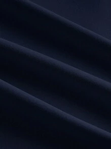 SHEIN MOD 合身褶饰金属扣海军蓝连衣裙 - 藏蓝色 - 查看 4