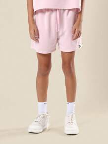 SUMWON 水钻字母印花套装 短款上衣 高腰短裤 休闲夏季休闲套装 - 粉色 - 查看 4