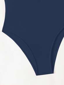 Swim Chiccia 1 件女士纯色连体泳衣，适合度假和海滩 - 藏蓝色 - 查看 4