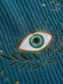 ROMWE Hippie 嬉皮士后眼太阳刺绣扭纹针织女式毛衣背心 - 墨綠色 - 查看 4