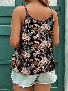 SHEIN CURVE+ Plus Size Women Casual Floral Print Cami Tank Top For Summer