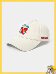 TOM & JERRY X SHEIN 卡通图案可爱米色棒球帽，时尚街头 - 米色 - 查看 2