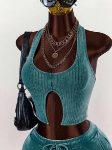 Amplova 2件套女士露背吊带上衣和超短裤