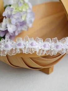 优质 1 码（36 英寸）缎带，带蕾丝花和珍珠装饰 - 复古饰边，适用于连衣裙、新娘头饰、DIY 工艺品、礼品包装、裙边和服装配饰 - 彩色 - 查看 8