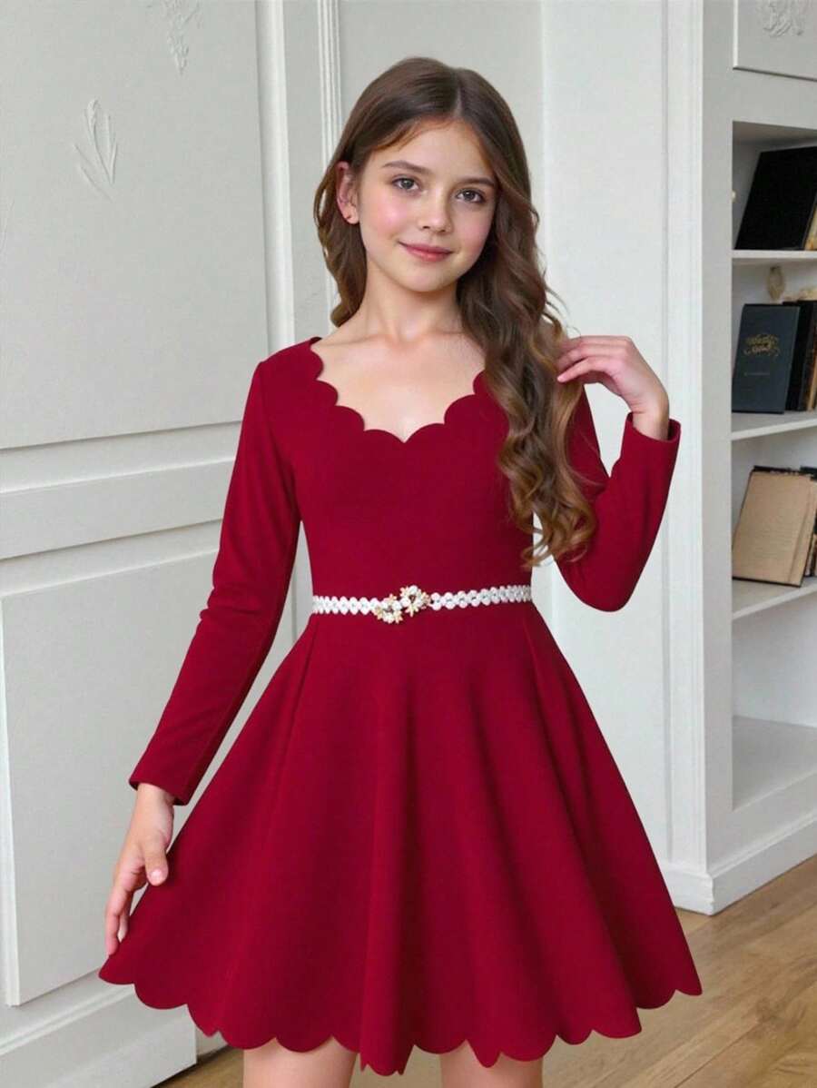 SHEIN Vestido Feminino De Malha Elegante De Manga Comprida Ondulado