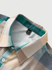 Manfinity Mode Camicia casual a quadri per uomo in taglie comode, adatta per pendolari