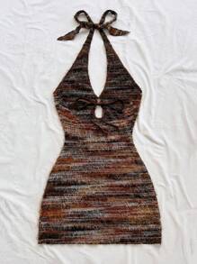 Soleia 全新时尚度假红色针织条纹露背迷你连衣裙 - 彩色 - 查看 2