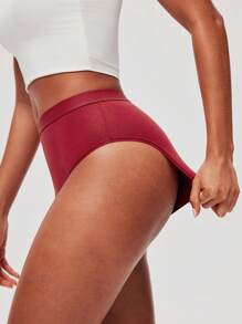 LUVLETTE 3条装透气纯棉高腰高衩性感三角裤，女士内裤，也适合青少年女孩、年轻女孩和儿童，圣诞节和新年睡衣款式 - 彩色 - 查看 5