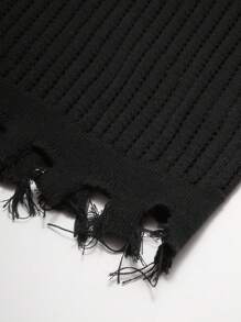 PAVTROS Manfinity Streetrush Men's Casual Street Stylish Number & Letter Graphic Raw Edge Knitted Vest, Summer Back To School - Black - View 6