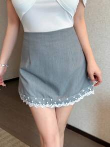 SHEIN LUNE Váy dài vừa phải thời trang đơn giản đa năng thường ngày đi làm cho phụ nữ - Màu Xám nhạt - Xem 5