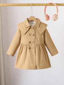 New Arrival Young Girls Fashion Casual Classic Elegant Princess Style Cinched Waist Khaki Windbreaker Coat For Autumn Fall Winter - Khaki - View 4