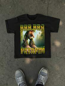 Men's Regular Brr Brr Patamin Italy Brainrot Unisex T-Shirt, Italy Brainrot Shirt, Brainrot Vintage Bootleg Shirt, Unhinged Clothes, Weird Tee Casual American Minimalist Men's Graphic Print Short Sleeve Crew Neck T-Shirt - Black - View 1