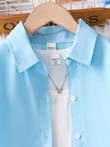 Conjunto de camisa informal para niñas adolescentes, conjunto de outfits versátiles de estilo coreano sencillo, para primavera y otoño - Multicolor - Ver 3