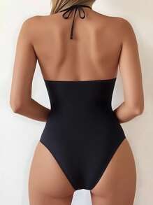 INAWLY Body sexy da donna in rete trasparente e patch, con schiena scoperta e collo a canotta