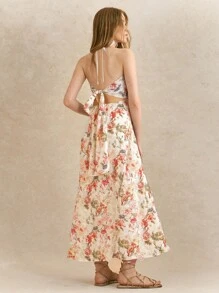 Écloséra 夏季性感露背花卉印花挂脖连衣裙 - 彩色 - 查看 2