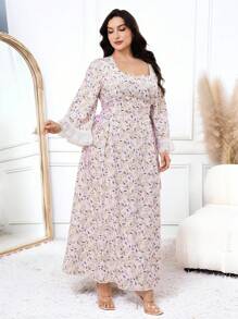 Al Najma Plus Size Vintage Elegant Contrast Color Tie-Up Women Arabic Style Long Dress - Multicolor - View 4