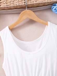 Tween Girls' Floral Print Romper With Round Neck, Sleeveless, School, Campus, College - Blue - View 5